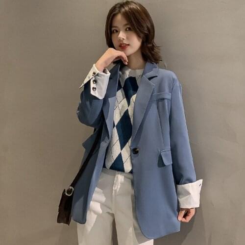 Women Blazers Jackets 2020 Autumn Coats Korean Ladies Long Sleeve Jacket Fashion Long Suit Blazer for Womens Tops Casual
