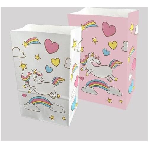 10pcs Unicorn Paper Birthday Gift Bags Pink Candy Bag For Unicorn Party Baby Shower Birthday Candy Box Birthday Party Supplies