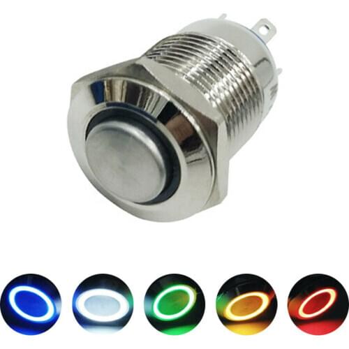 12V 12MM Car Button Switch Self Locking Power Reset Switch LED Waterproof Car Accessories For Outdoor Camping Caravan Boat Truck
