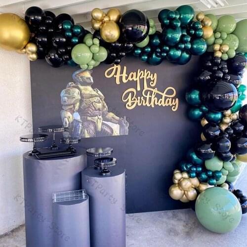 175pcs Doubled Dark Teal Balloon Garland Wedding Decoration Dusty Green Black Ballon Arch Birthday Background Baby Shower Decor