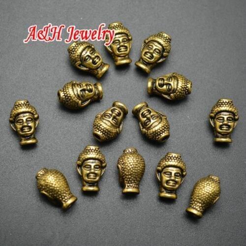 20pcs 9x14mm Ancient Gold Solid Alloy Buddha Head Charms Beads Fashion DIY Findings For Bracelets and Necklace Making Materials