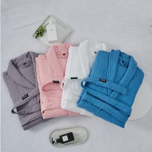 2021 Spring New 100% Cotton Nightgown Sexy Bath Robe Womens Sleepwear Double deck Gauze Sleepshirts Female Home Bathrobe