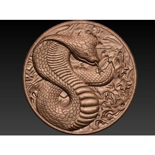 3D model relief for cnc or 3D printers in STL file format- snake cobra