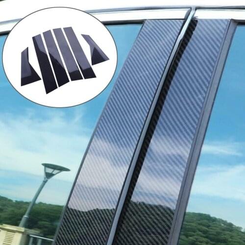 6pcs Carbon Fiber Style Black Door Pillar Post Cover Trim Fit for Honda Civic Sedan 2016 2017 2018