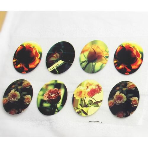 8Pcs Vintage Rose Flower Offset Press Iron-on Patches for Clothing Offset PET Transfer DIY Scrapbooking Materails Patches 3x4cm