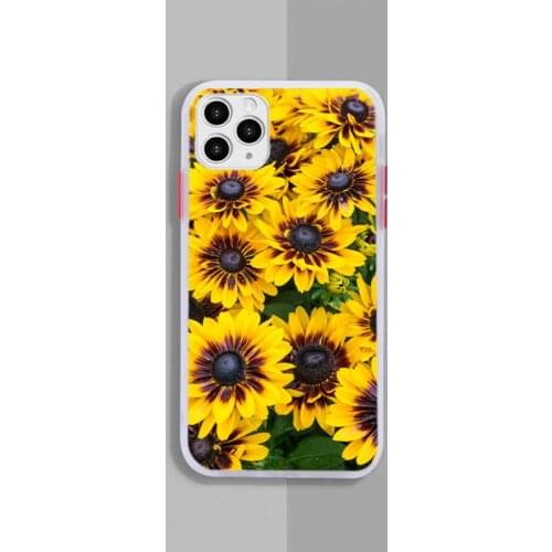 Yellow Flower Small Daisy Sunflower Phone Case White Transparent Matte For IPhone 7 8 11 12 S Mini Pro X XS XR MAX Plus Cover