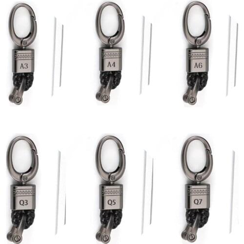 For Audi A3 A4 A5 A6 Q3 Q5 Q7 car logo Keychain Leather Car Keychain Hand Knitting Key Rope Key Butler Decorative chain