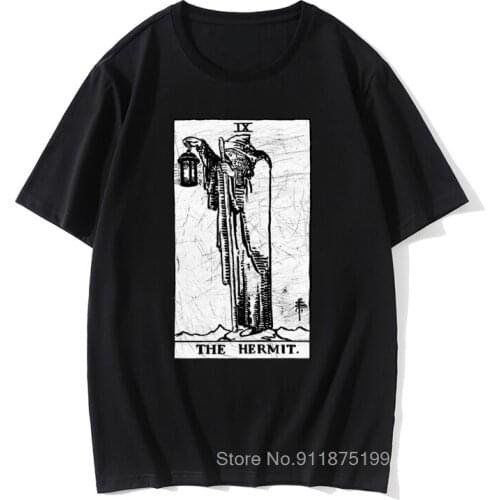 The Hermit Tarot Card T-Shirt Major Arcana tune Telling Occult T Shirts Men Premium Cotton Tees Fitness