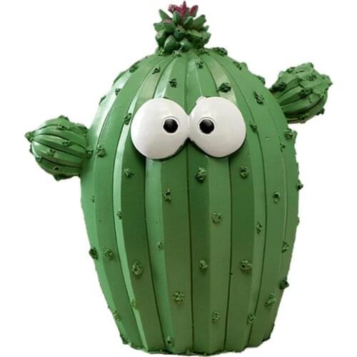 Resin Saving Pot Cartoon Cactus Money Box Lovely Home Desktop Ornament Birthday Kids Gift Random Color