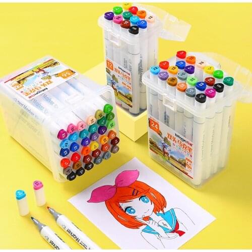 12/24/36/48/60 color marker pencil Students double head color oil pen marker set marker pen childrens art hand painting