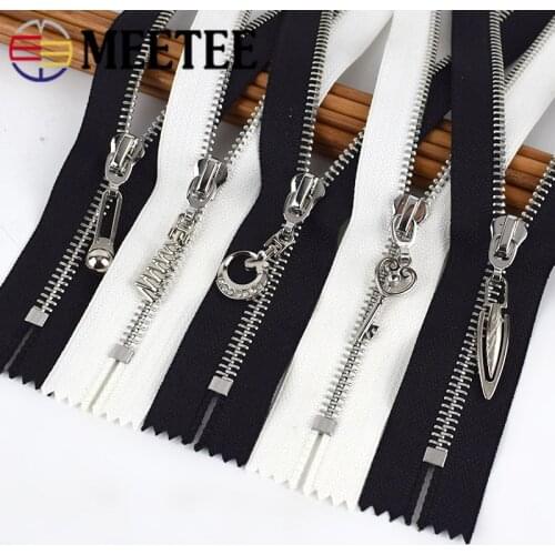 Meetee 5/10pcs 20cm 5# Metal Zipper Close-End DIY Bag Purse Garment Sewing Tailor Accessory Black Zip Jackets Zippers ZA409