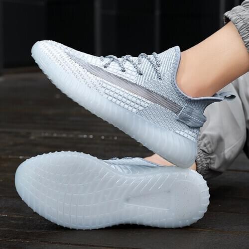 Fashion Sneakers 2020 Autumn Flying Weaving Mesh Breathable Mens Casual Shoe Outdoor Lace Up Men Sneaker Footwear
