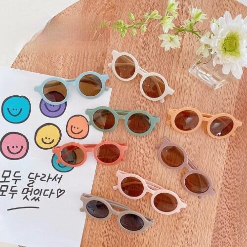 Fashion New Kids Boys and Girls Round Frosted Frame Korean Style Sunglasses