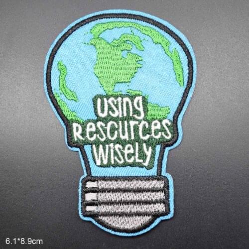 Love Earth Theme Lamb Green Bulb Outdoor Hiking Theme Iron On Embroidered Clothes Patches For Clothing Garment Wholesale