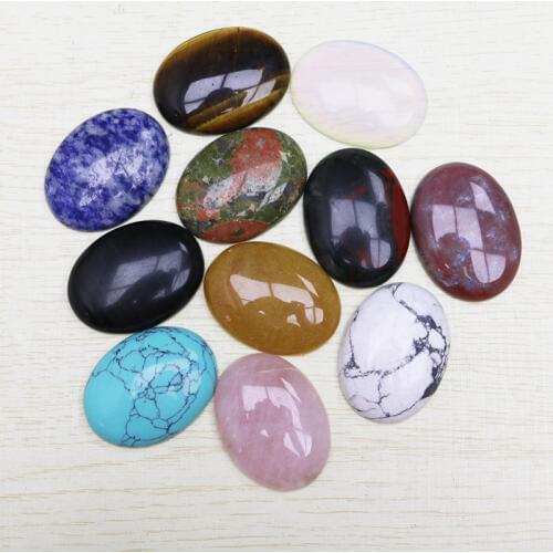 Natural Oval Stone CAB Cabochon No Drill Hole Beads for Jewelry Making Mixed Color Wholesale 10Pcs/Lot 30x40Mm Free Shipping