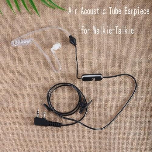 2 PCS Air Acoustic Tube Earpiece ( 2-Pin K Plug ) PTT MIC Speaker Earphone Walkie Talkie Radio Headset for Kenwood/Baofeng 888S