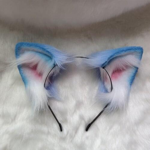 New Blue Cat Ears Hair Hoop Headwear Hand Made Work For KC Cosplay Party Game Costume Accessories Custom Made