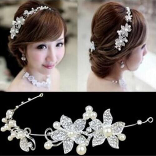 Crystal Rhinestone Pearl Hairband Hair Ornaments Hair Band Wedding Bridal Bridesmaid Women Hairwear Accessories 60pcs/lot