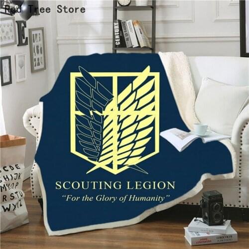 Hot Movie Cartoon Attack On Titan Premium Throw Blanket 3d Print Sherpa Blankets for Sofa Couch Bedding Customized DIY Cover