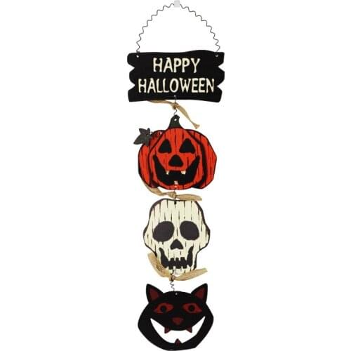 Ghost Festival Greeting Card Garland Halloween Door Hanging Sign Wooden Pumpkin Cat Skull Door Hanger Home Wall Decor