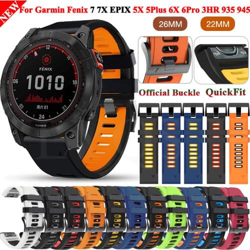 22 26mm Quick Fit Watchband For Garmin Fenix 6X 6X Pro 5X 3 3HR Silicone Wrist Band/Garmin Fenix 6 6 Pro 5 5 Plus Forerunner 935