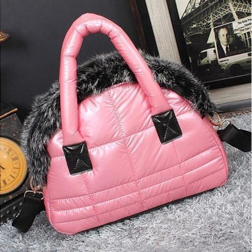 2020 Luxury Handbags Women Designer Fox Fur Space Cotton Feather Down Bag sac a main Bolsa Fashion Handbag Shoulder Tote Bag