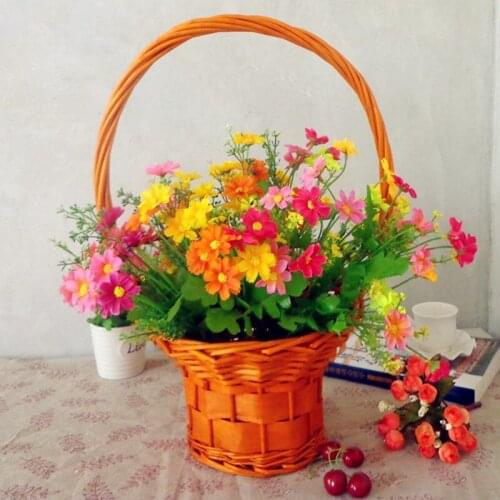 2017 manual Wicker insert hand basket small dancing flower pot