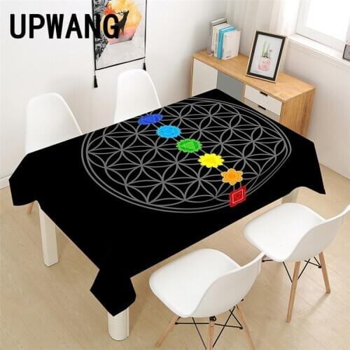 Seven Chakras Yoga Tablecloth 3D Printed Table Cover Rectangular Tablecloth Wedding Birthday Party Kitchen Home Decor