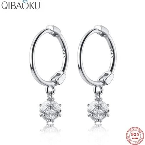 925 Sterling Silver Hoop Earrings Korean Temperament Zircon Ball Short Ear Buckle Female Exquisite Earring Women Jewelry