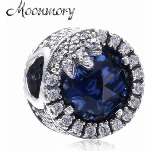 Moonmory Dazzling Snowflake 2020 Winter collection 925 Sterling Silver Charm With Zircon Bead Fit Brand Bracelet DIY Jewelry