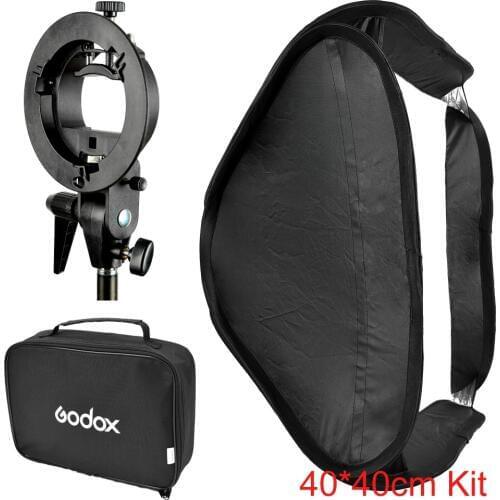 Godox 40*40cm / 15" * 15" Softbox Diffuser with S-type Bracket Bowens Holder for Speedlite Flash Light 40cm*40cm