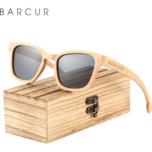 BARCUR Retro Hand Made Wood Men Sunglasses Pilot Fashion Women Wooden Polarized Sun Glasses UV400 Protection