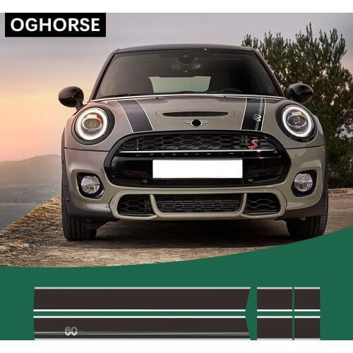 60th Anniversary Car Hood Sticker Bonnet Stripes Engine Cover Rear Trunk Vinyl Decal For Mini Cooper F55 F56 F57 R56 R57