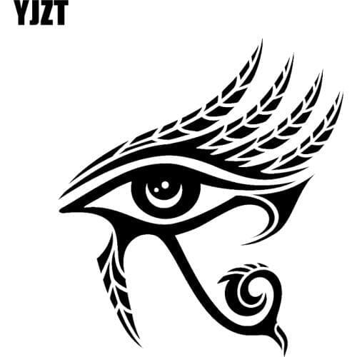 YJZT 13.6*15.3CM Interesting Egypt Eye Symbol Feather Decor Car Sticker Vinyl Black/Silver C12-0579