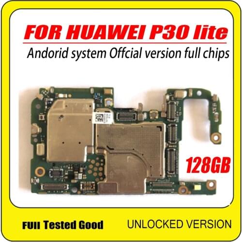 100% Original Unlocked Working Mainboard For Huawei P30 LITE 128GB Full Chips Circuits Card Fee Motherboard Flex Cable Plate