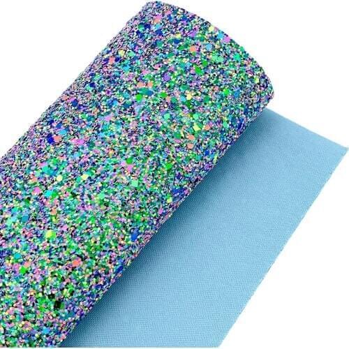 Square Sequins Multicolored Chunky Glitter Faux Leather Elastic Backing For Shoes/Purses/Wallets/DIY Accessories