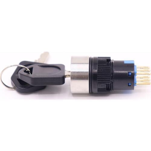 16mm latching 3 position key push Button Metal Push Button Switch 2NO 2NC Stainless steel waterproof