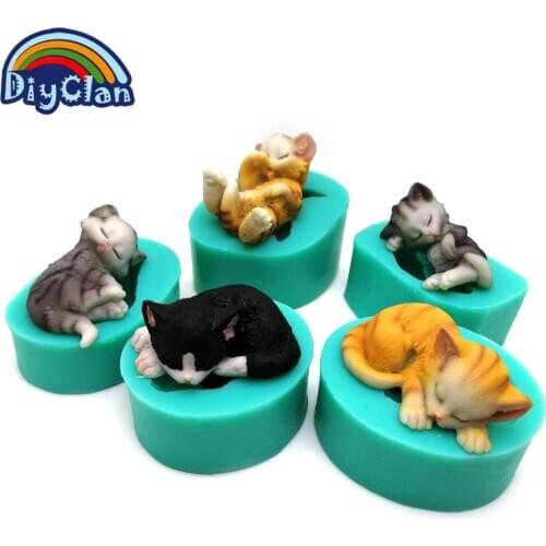 3D Kittens Silicone Fondant Cake Molds Lovely Cat Chocolate Sugarcraft Mould For Cupcake Decorating Animal Baking Tools Kitchen