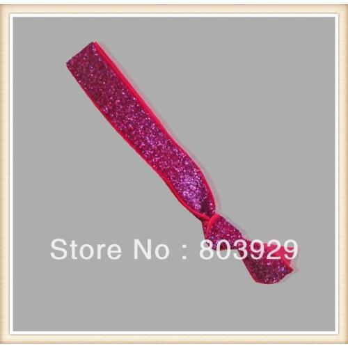 5/8" Stretch Hot Pink Metallic Velvet Ribbon Hair Tie