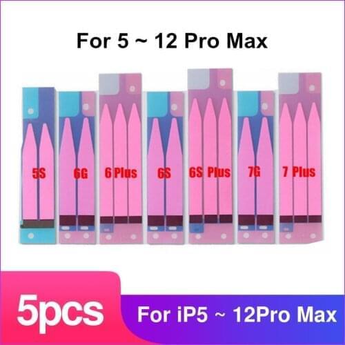 5pcs Battery Adhesive Sticker for iPhone X XR XS 11 Pro Max 5S 5C 5 SE 6 7 8 Plus Battery Glue Tape Strip Tab Replacement