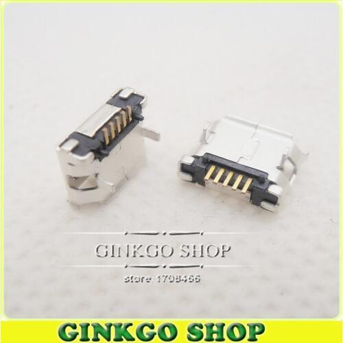 50pcs/lot Tablet PC Long 5P Mobile Phone Micro USB jack 5pin 2 DIP foot Charging Port for phone