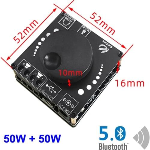 50W+50W Bluetooth 5.0 Speaker Digital Audio Power Amplifier Class D 30W~200W HiFi Stereo Mini USB Music Sound Card App AMP