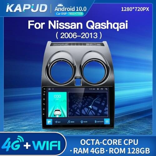 Kapud Android 10.0 Car Multimedia Video Player 9" For Nissan Qashqai 1 J10 2006-2013 Radio Stereo BT GPS Wifi Navigation
