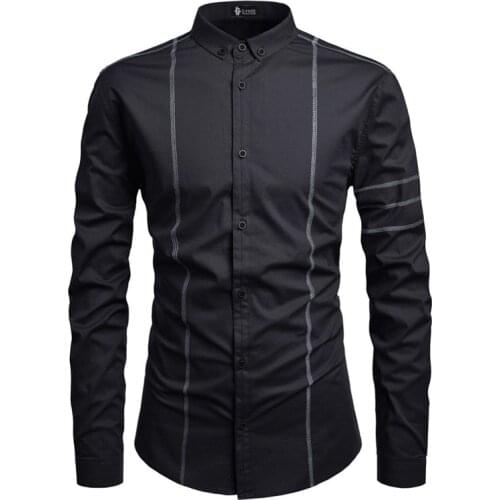 Men Shirt Brand 2019 New Male High Quality Long Sleeve Shirts Casual Slim Fit Black Man Dress Shirts Plus Size plus-size