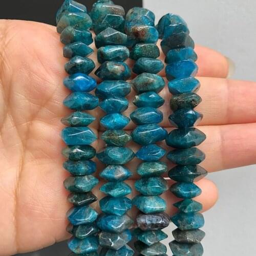 A+ Natural Rhombus Gem Blue Apatite Stone Irregular Gem Loose Spacer Beads For Jewelry Making DIY Bracelet Accessories Pendants