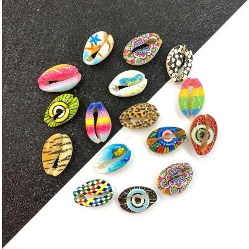 Color Pattern Natural Conch Shell Beads 15-20mm Shell Jewelry Pendant DIY Handmade Home Decoration Wind Chime Accessories 10pcs