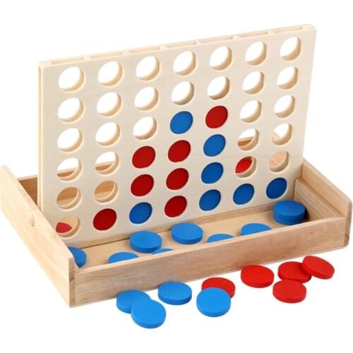 Wooden 4 in A Row Game Toys, Line Up 4 for Board Games, Classic Family Interactive Toys for Kids