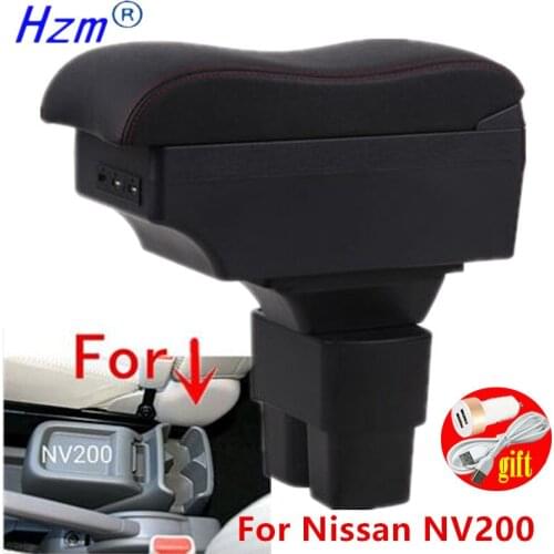 For Nissan NV200 Armrest box Retrofit parts Interior Car Armrest Storage box accessories Retrofit parts USB LED