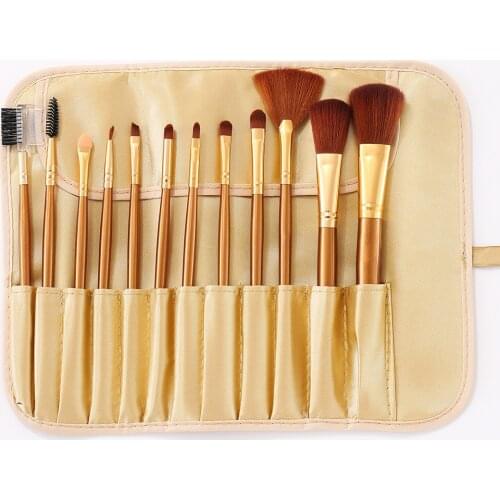 New 12pcs Plastic Handle Cosmetic Brush Set Fan-shaped Make Up Brush Powder Blush Eye Shadow Brushes Beauty Tools for Women Girl