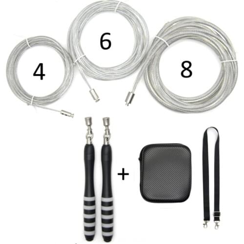 FANWEIMEI Newest Jump Rope Set Crossfit Fitness Adjustable Clip Lock System Connection Rope Include 3 Ropes PU coated steel cord